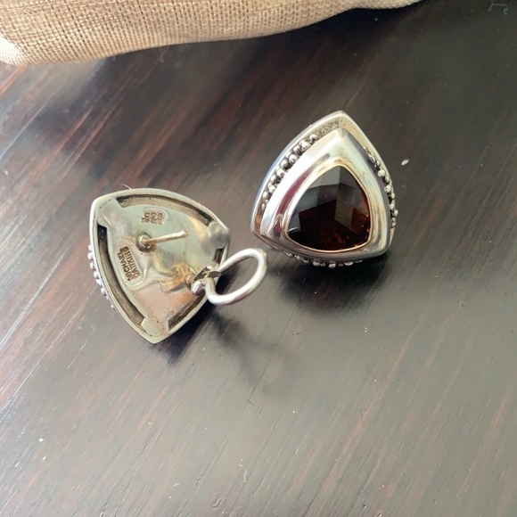 Michael Dawkins Sterling Silver & 14 KT Earrings With Smokey Quartz - Picture 2 of 3